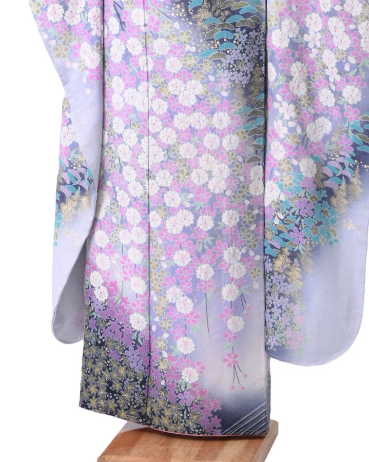 振袖レンタル 流水に松桜 紫水晶色 Lサイズ A011｜京都きもの