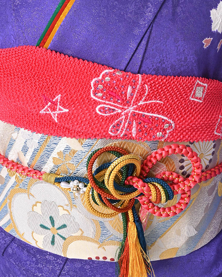 振袖（正絹） 桜椿文 青紫色 Lサイズ A017 レンタル｜京都きもの市場