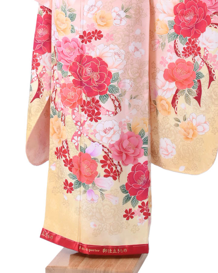 振袖（正絹） 絢爛花束文 桜色 Lサイズ A031 レンタル｜京都きもの市場