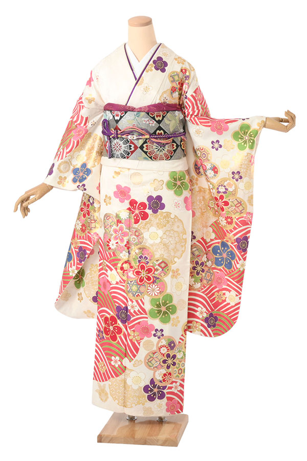 振袖　鈴乃屋　雪輪　桜　金彩　染め分け 鈴乃屋の振袖 /ピンク色/ベージュ色/古典/花柄/ MK-1603 | My振袖