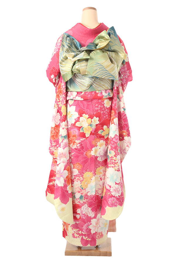 振袖レンタル 牡丹菊桜文様 桃色 Lサイズ A138｜京都きもの市場 着物
