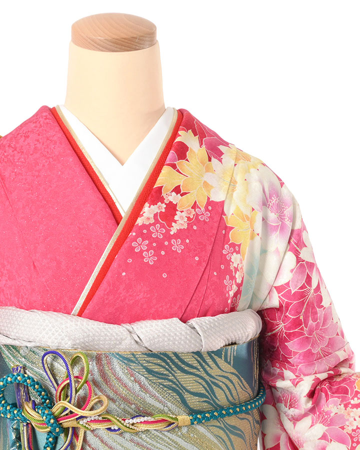 振袖レンタル 牡丹菊桜文様 桃色 Lサイズ A138｜京都きもの市場 着物