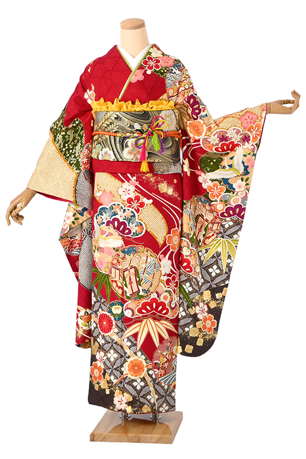 MaL　 美しい振袖セット 鶴と花のデザイン MaL様専用 美しい振袖セット 鶴と花のデザイン