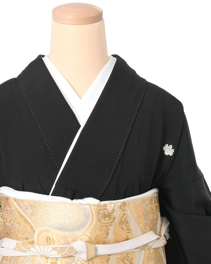 黒留袖（正絹） 裂取正倉院華文 Mサイズ B036 レンタル｜京都きもの