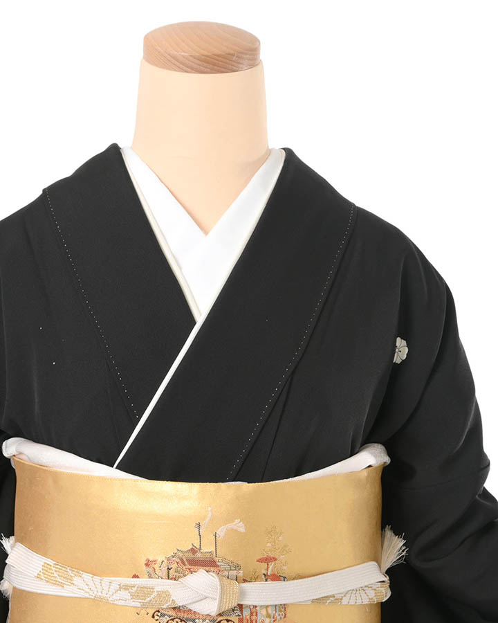 黒留袖（正絹） 地紙に御所解き草花 MOサイズ B056 レンタル｜京都