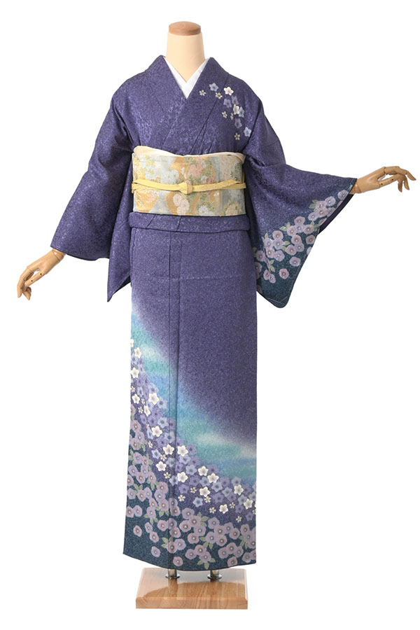 訪問着 花模様 辻ヶ花模様に花や蝶が描かれた訪問着 金駒