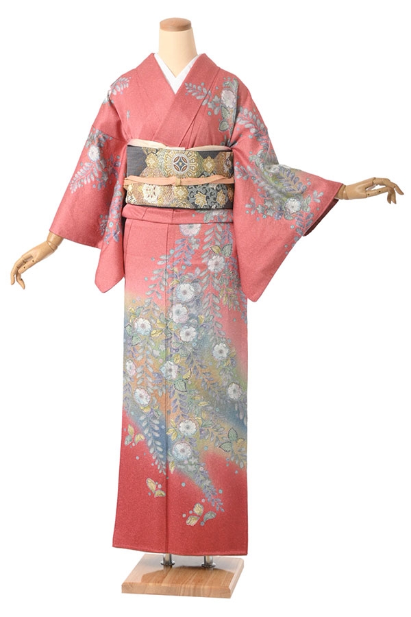 訪問着レンタル 辻が花・つつじ色 Sサイズ D359｜京都きもの市場