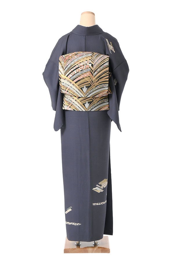 訪問着レンタル 幾何取華文 青褐色 Sサイズ D435｜京都きもの市場 着物