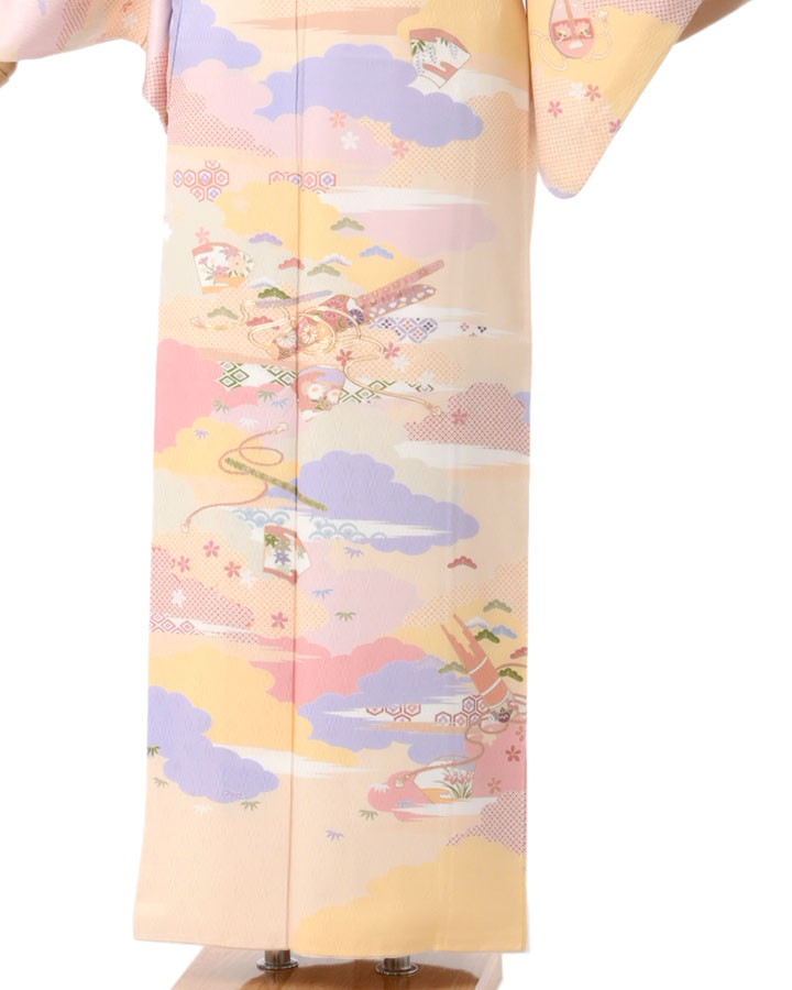 訪問着レンタル｜ピンクに雲取り花紋｜H0174｜L｜宅配着物