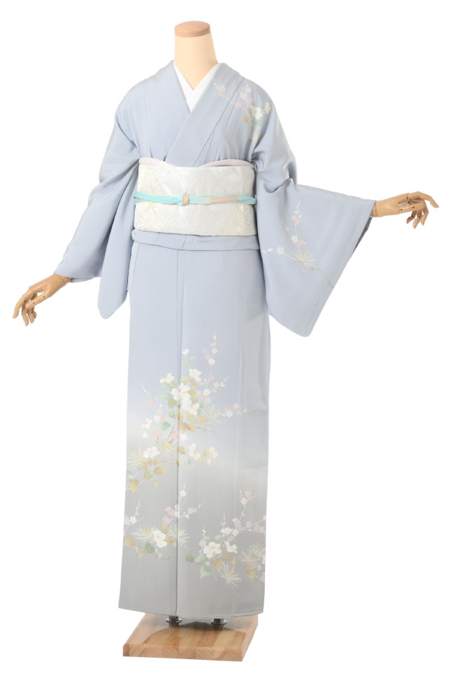 最終価格 期間限定！◆みやがわ rc3136.訪問着 おぼろ染 金彩加工 ラメ グリーン 赤紫 濃青紺 淡茶紫 中古 仕立て上がり Ｍサイズ dl04 レンタル着物レンタル 訪問着 16点フルセット おまかせ