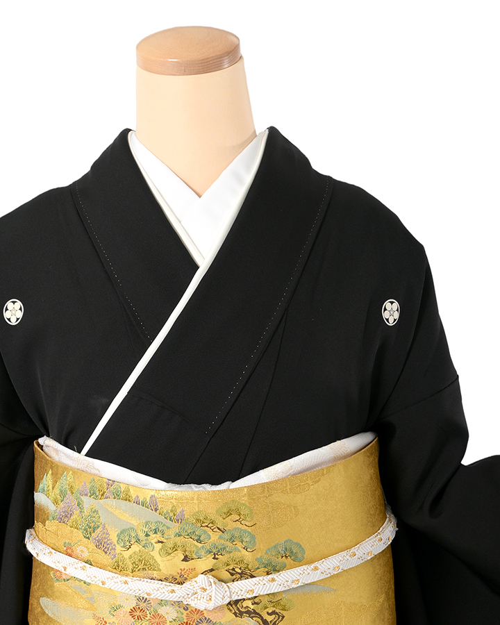 黒留袖（正絹） 正倉院花鳥文様 Mサイズ W003-3 レンタル｜京都きもの