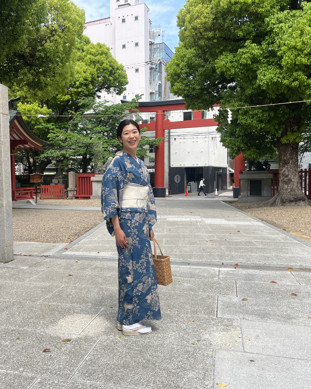 浴衣【竺仙】 奥州小紋 萩に花冊子 藍地 y009 レンタル｜京都きもの