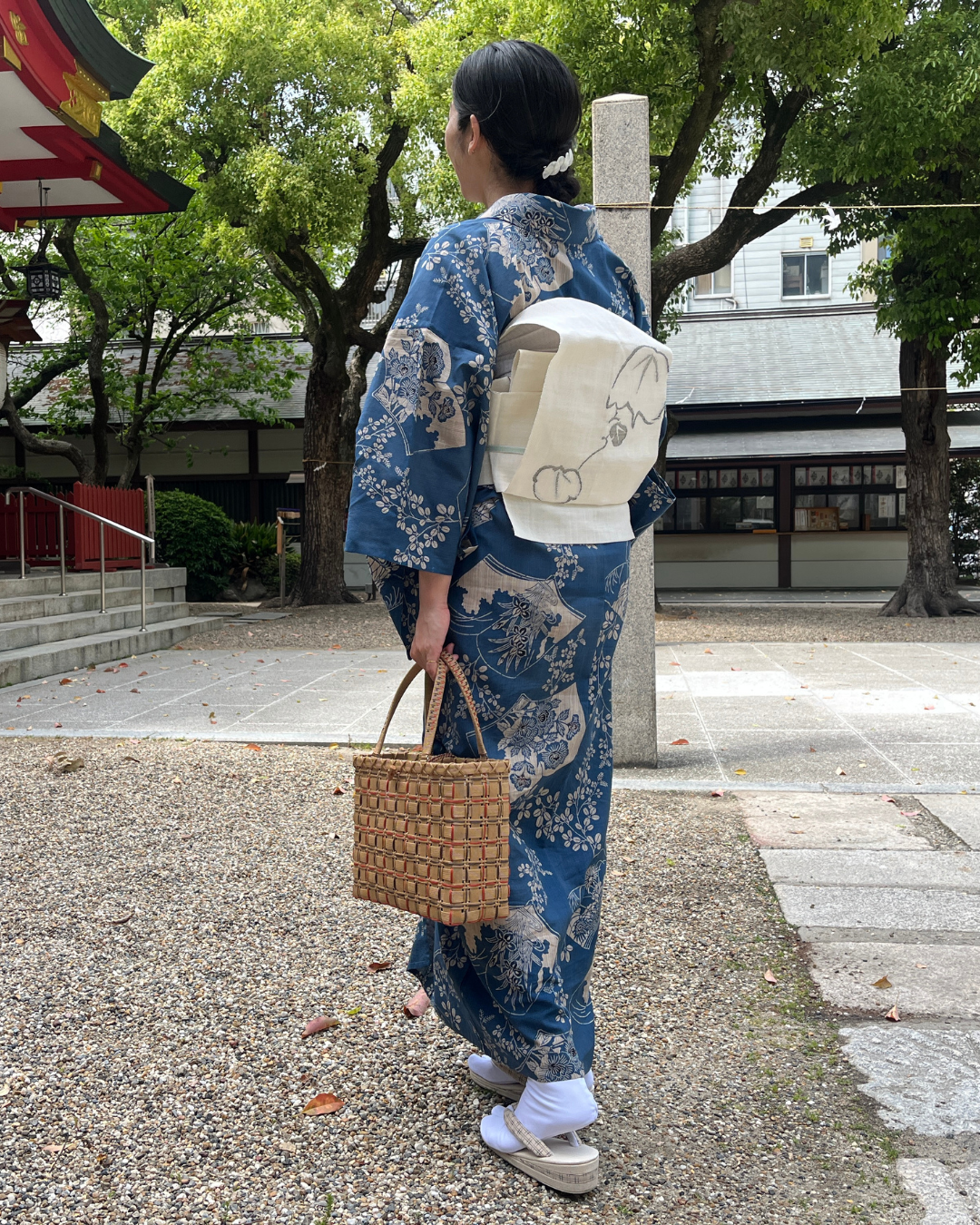 浴衣【竺仙】 奥州小紋 萩に花冊子 藍地 y009 レンタル｜京都きもの