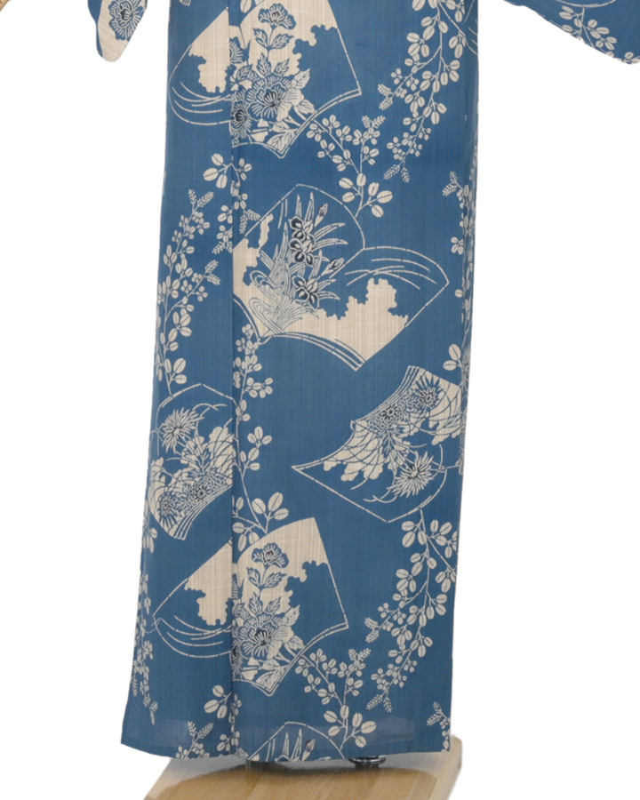 浴衣【竺仙】 奥州小紋 萩に花冊子 藍地 y009 レンタル｜京都きもの 