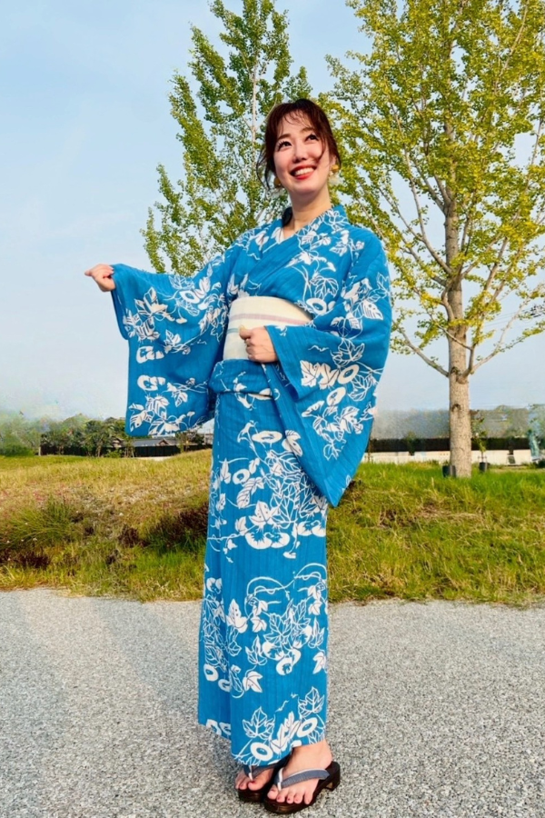 竺仙 浴衣 浴衣レンタル【竺仙】 朝顔 青地（かげろう地） Y019｜京都きもの市場