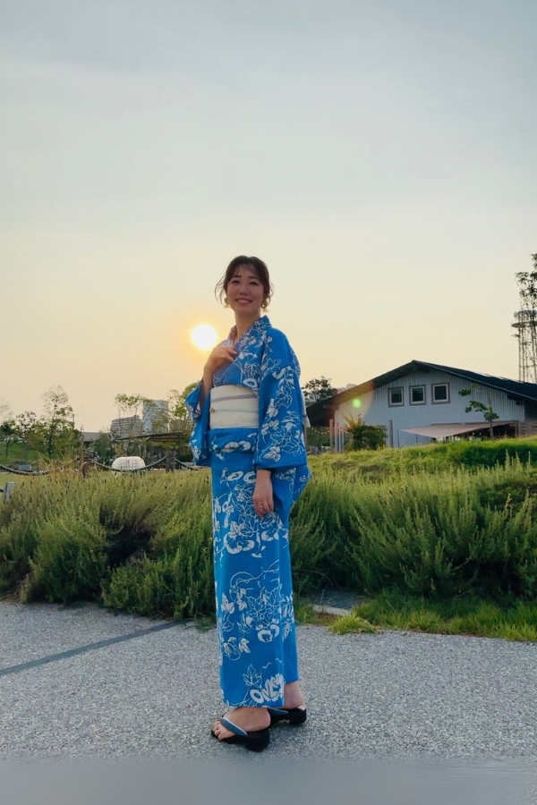 浴衣レンタル【竺仙】 朝顔 青地（かげろう地） Y019｜京都きもの市場