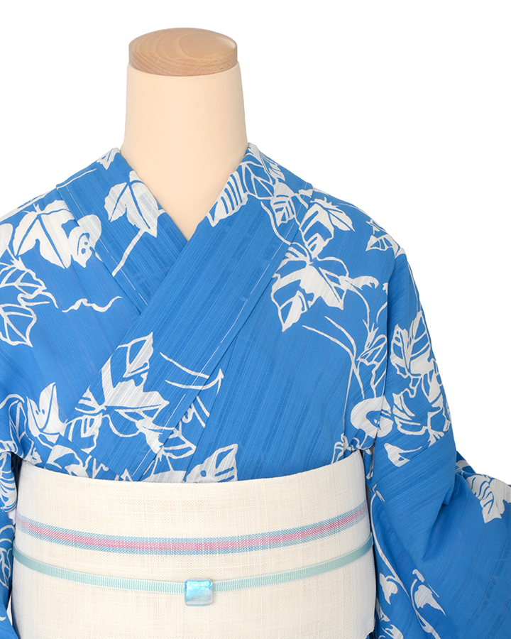 浴衣レンタル【竺仙】 朝顔 青地（かげろう地） Y019｜京都きもの市場